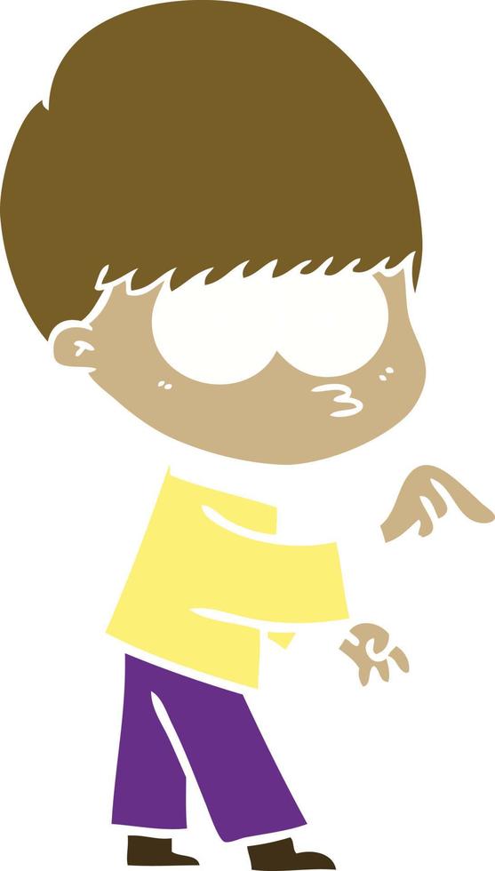 nervous flat color style cartoon boy vector