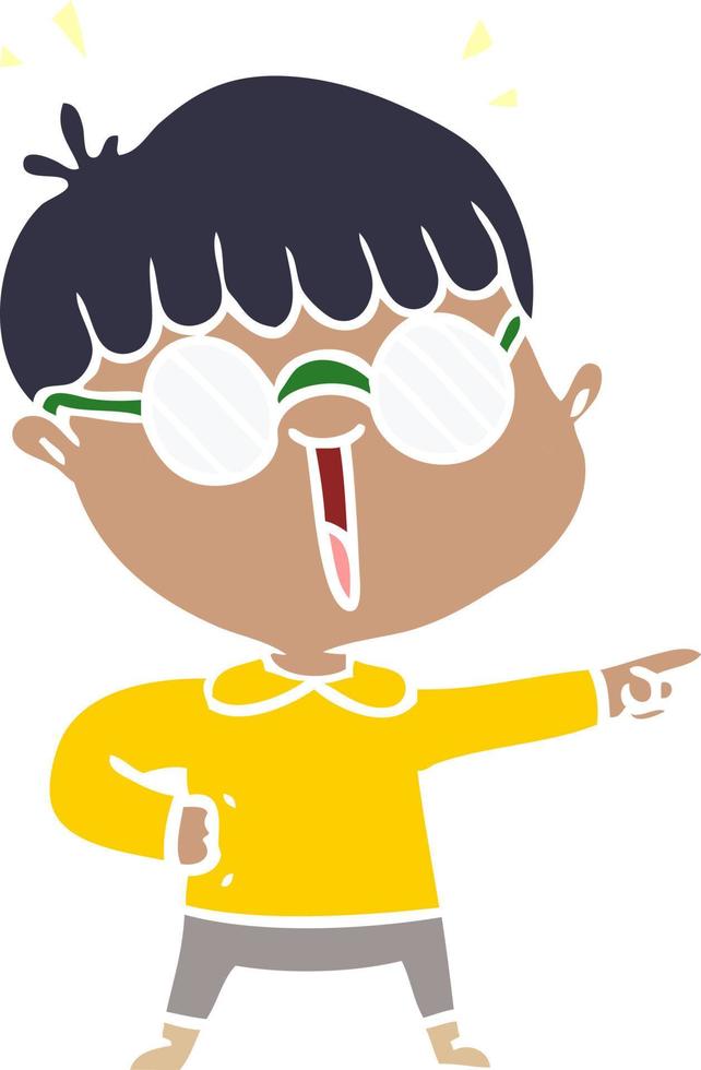 niño de dibujos animados de estilo de color plano con gafas vector