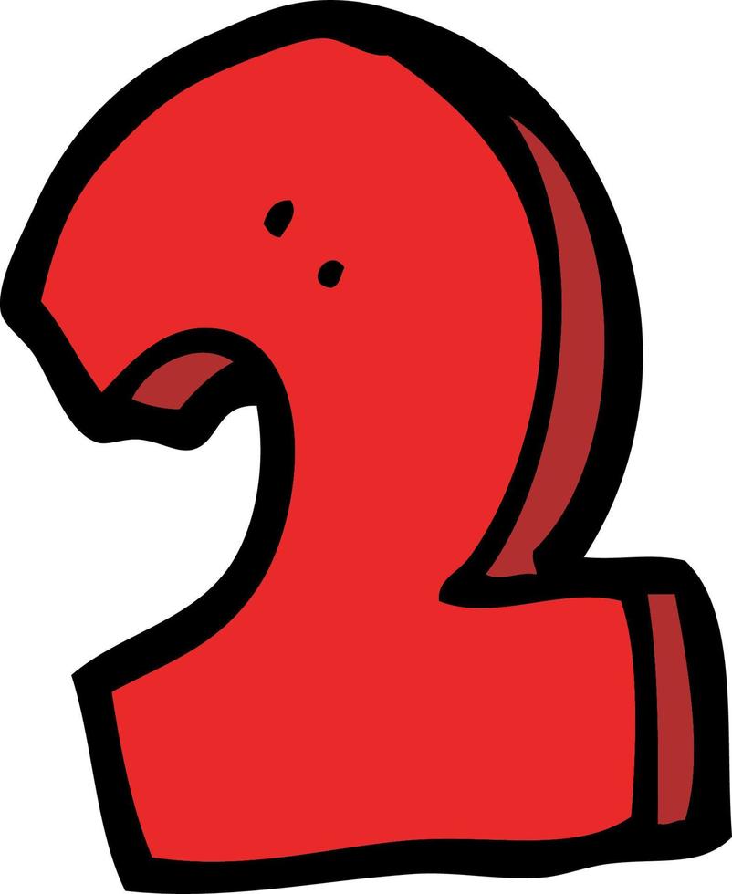 cartoon doodle number 2 vector