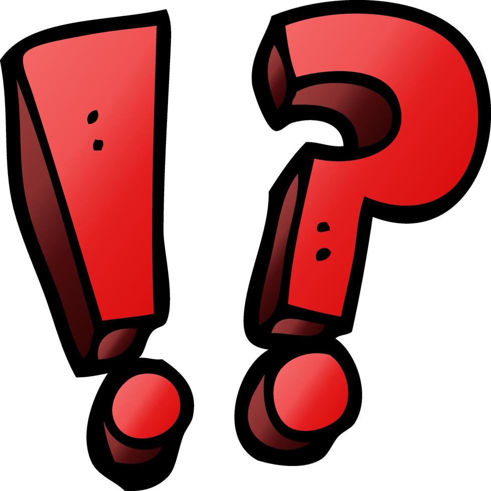 cartoon doodle question mark and exclamation mark vector