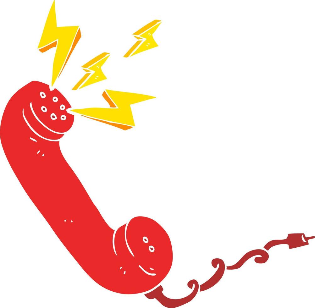 flat color illustration of a cartoon telephone receiver vector