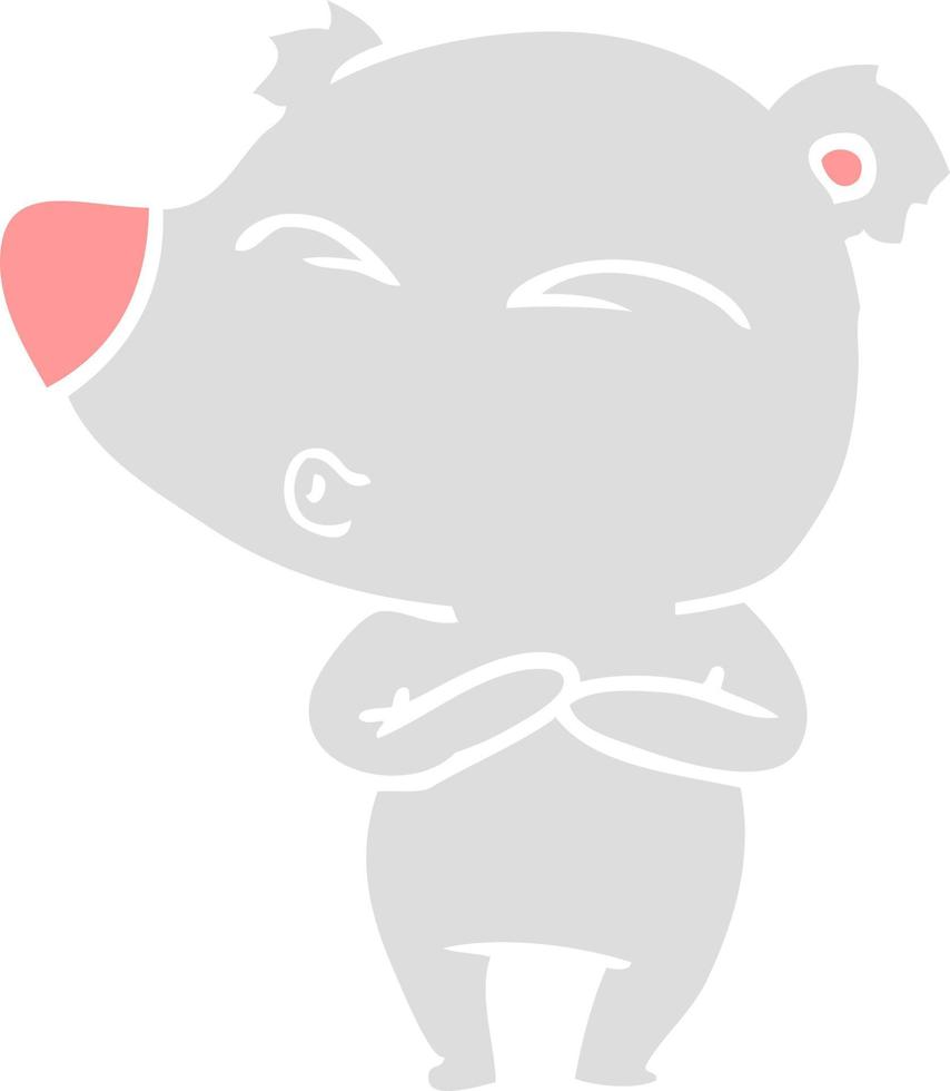 flat color style cartoon whistling bear vector