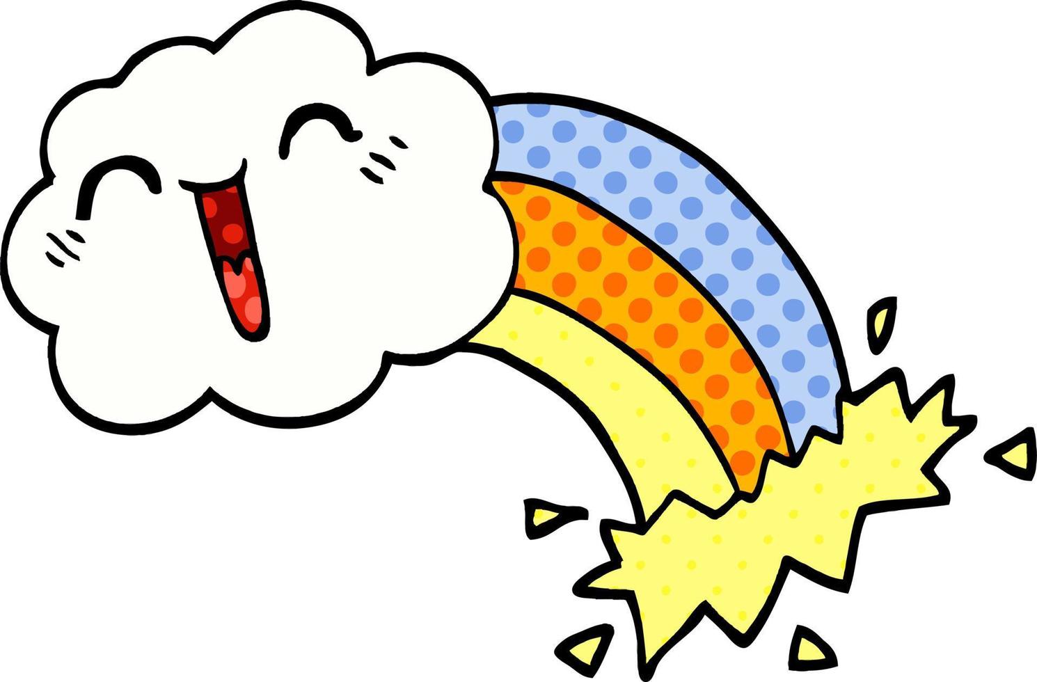 cartoon doodle happy cloud and rainbow vector