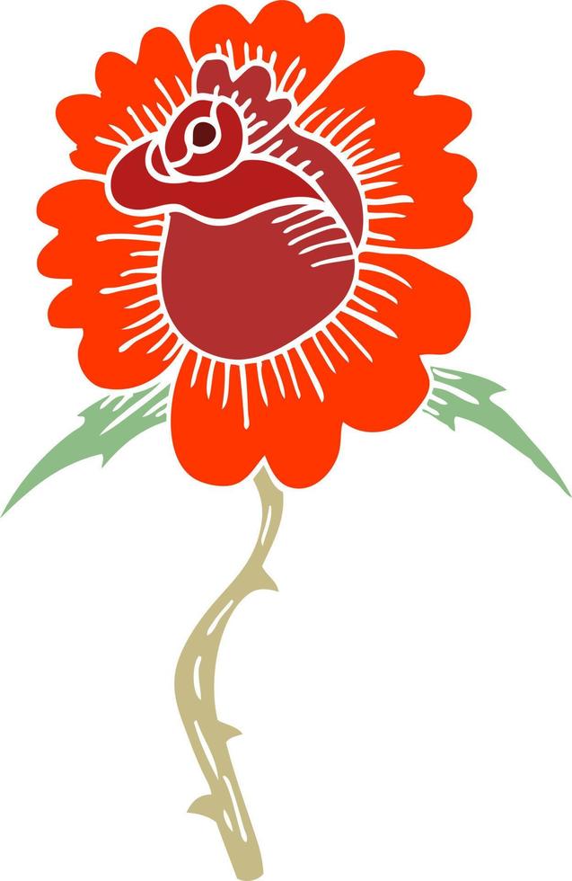 cartoon doodle rose tattoo symbol vector