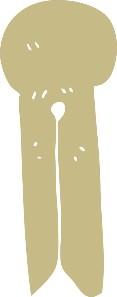 flat color illustration of a cartoon old style wooden peg vector