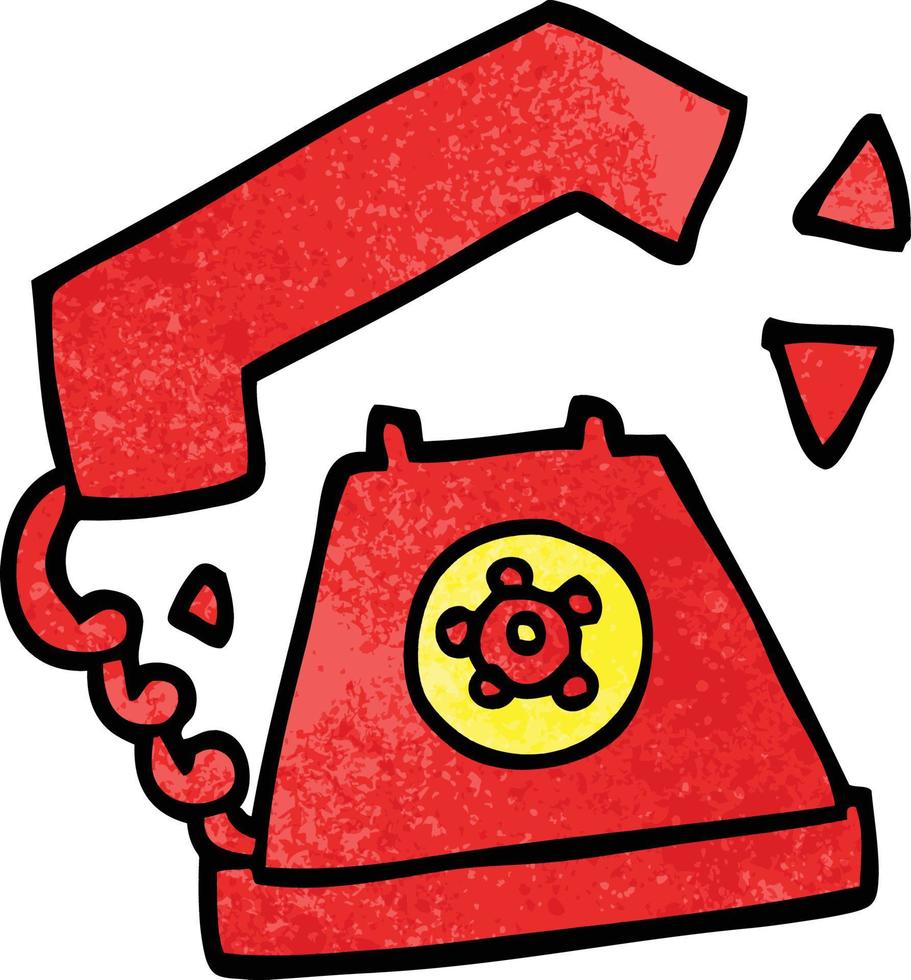 cartoon doodle retro telephone vector