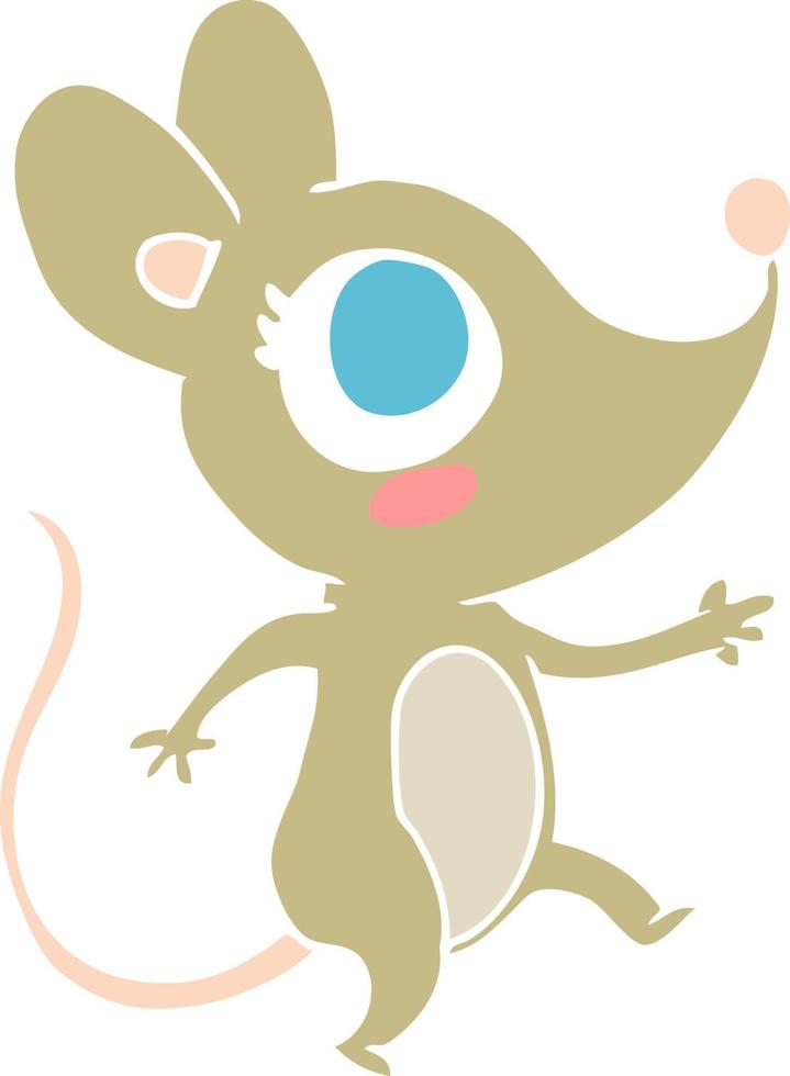 lindo ratón de dibujos animados de estilo de color plano vector