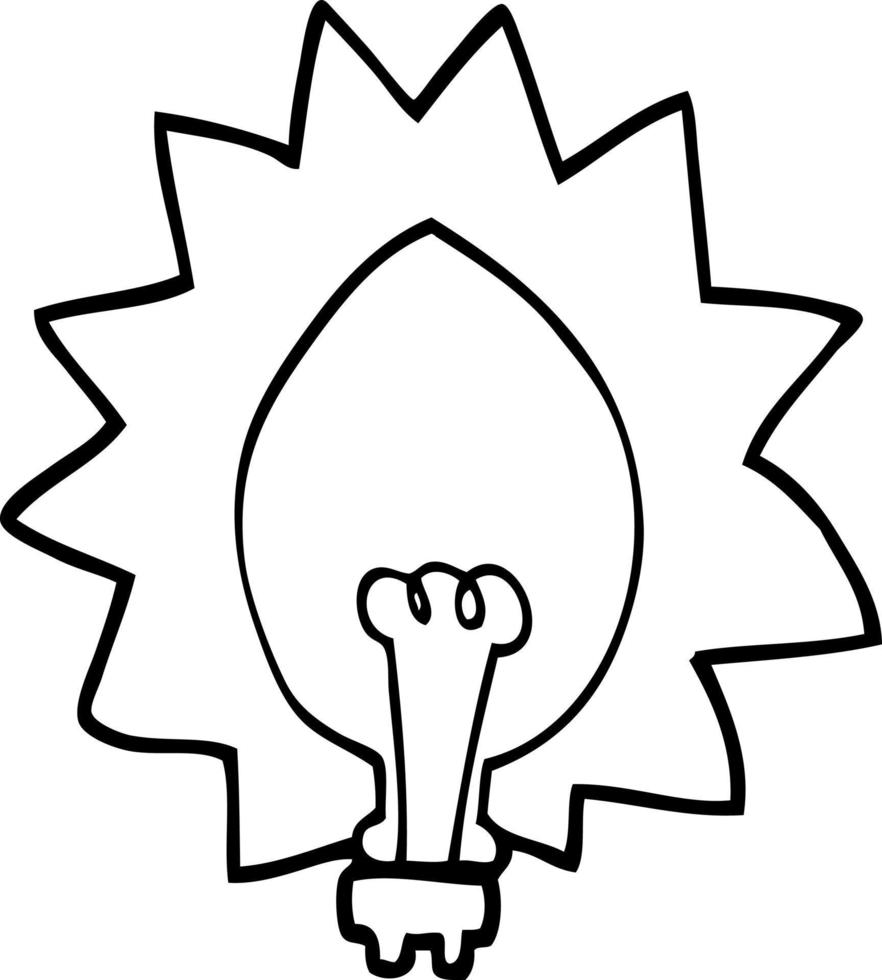 line drawing cartoon light bulb vector