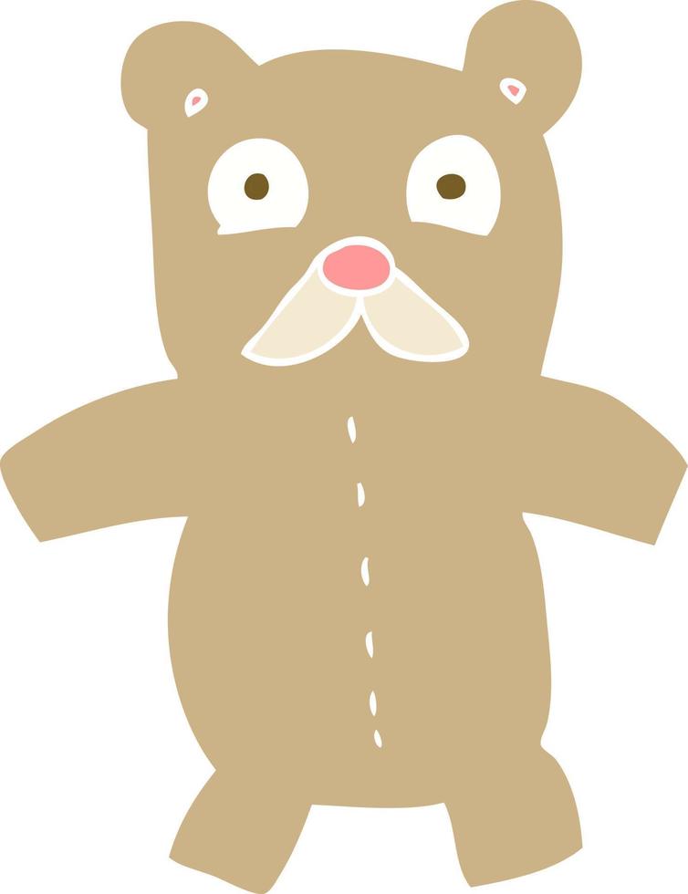 ilustración de color plano de un oso de peluche de dibujos animados vector