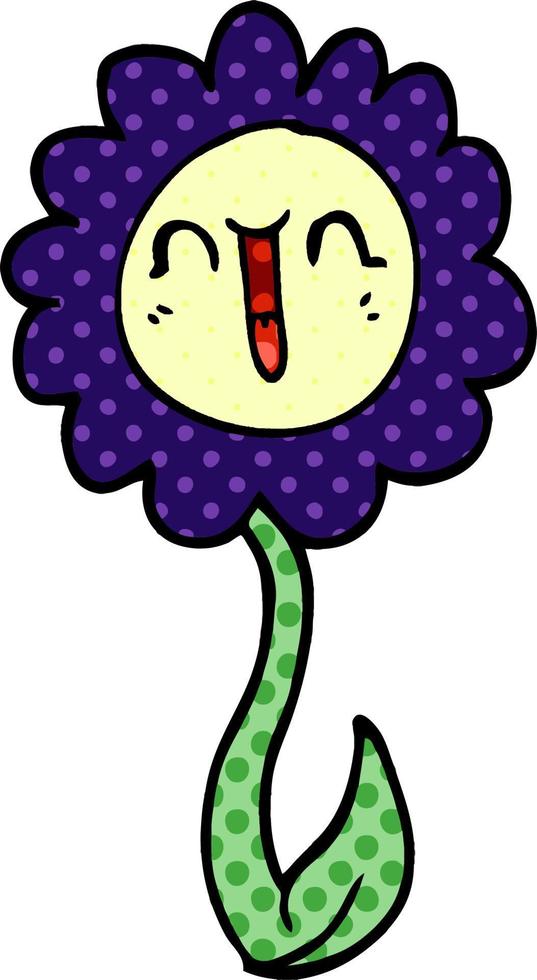 cartoon doodle happy flower vector