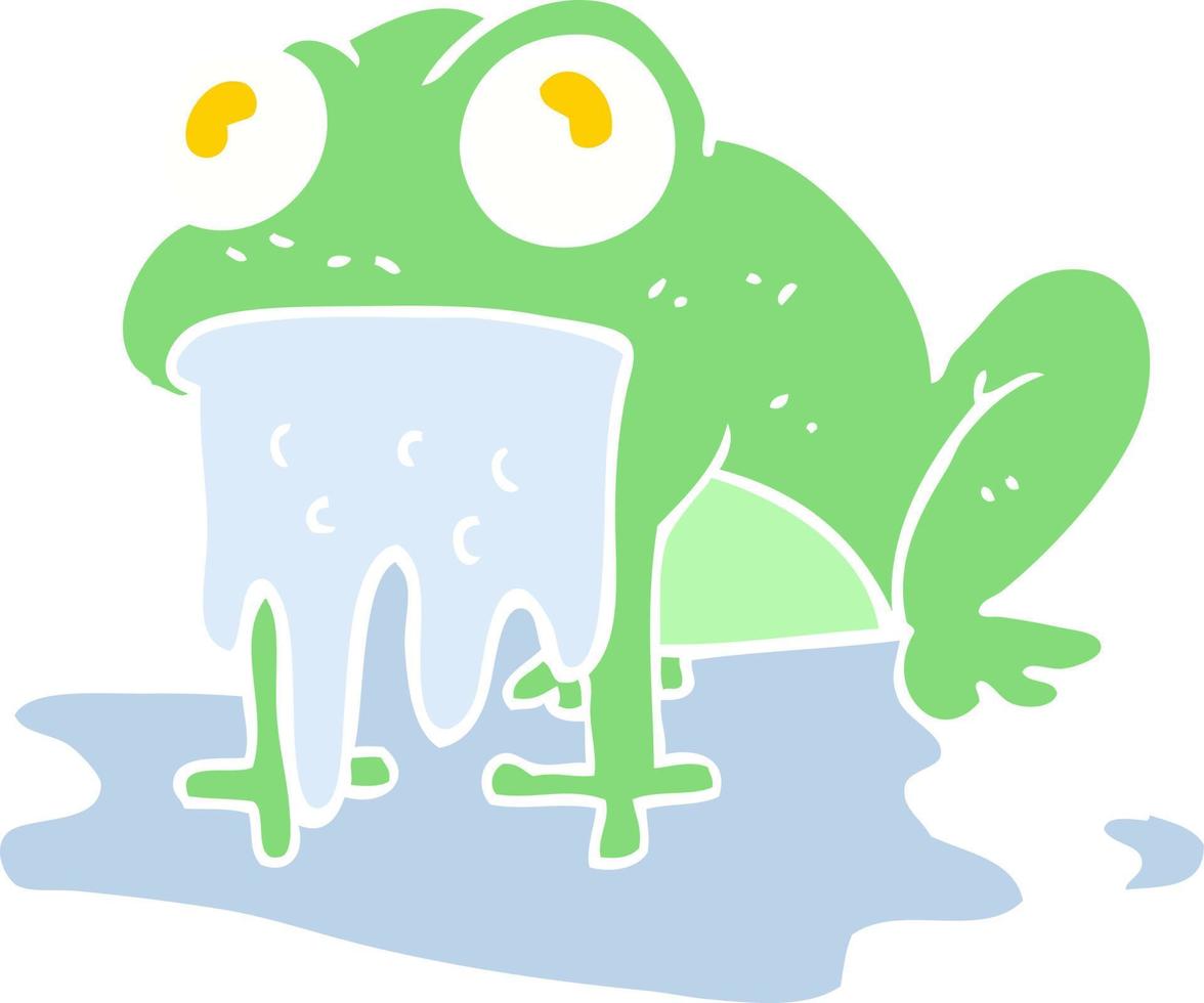 flat color illustration of a cartoon gross little frog vector