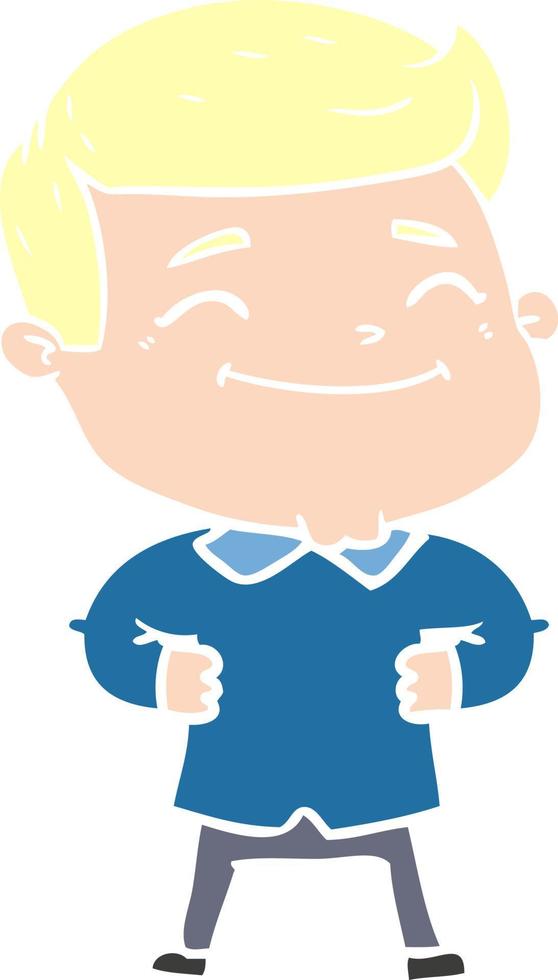 happy flat color style cartoon man vector