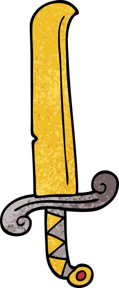 cartoon doodle ancient sword vector