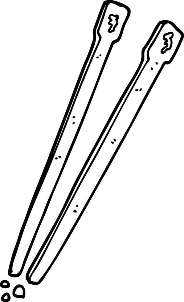 line drawing cartoon chop sticks vector