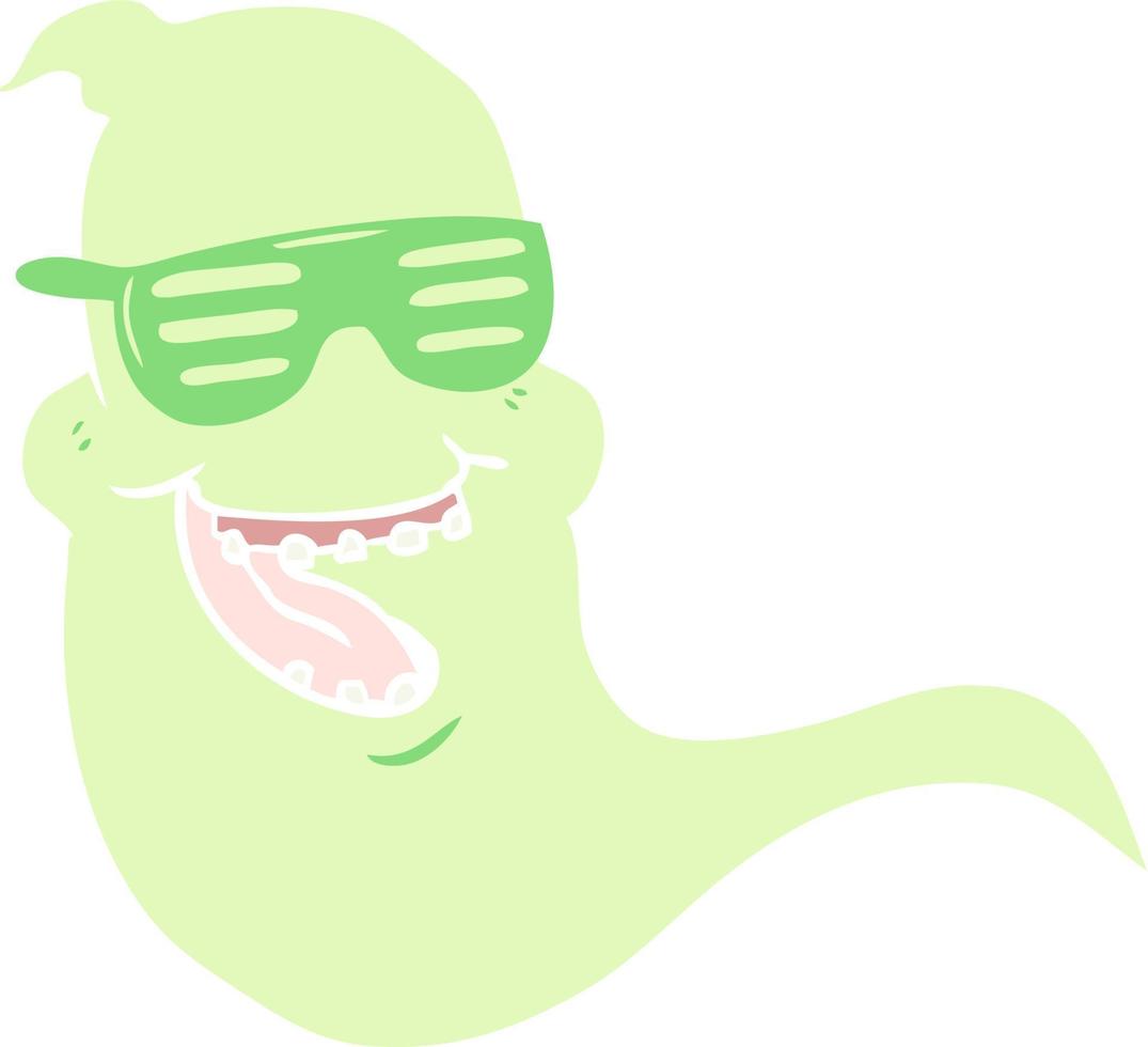 flat color style cartoon cool spooky ghost vector