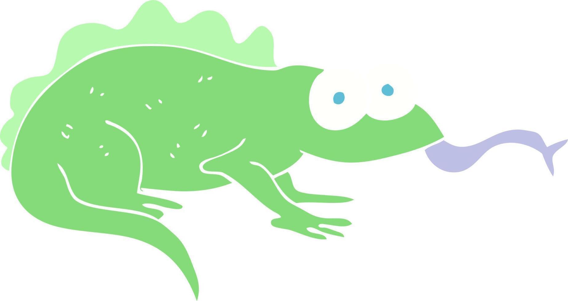 flat color illustration of a cartoon lizard vector