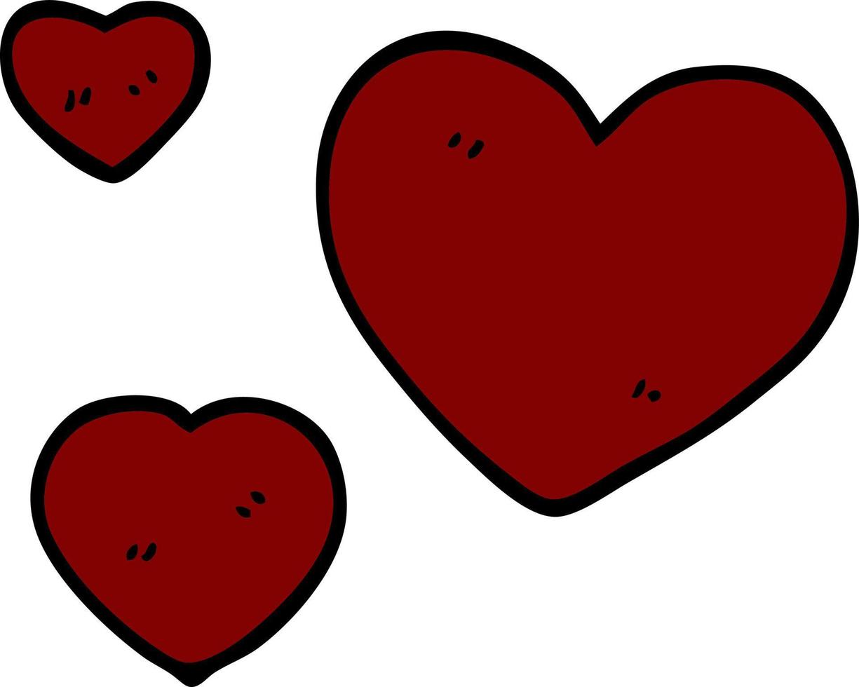 cartoon doodle love hearts vector