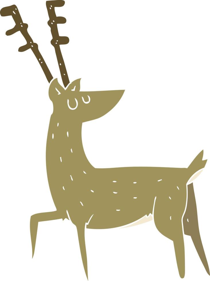 flat color illustration of a cartoon stag vector