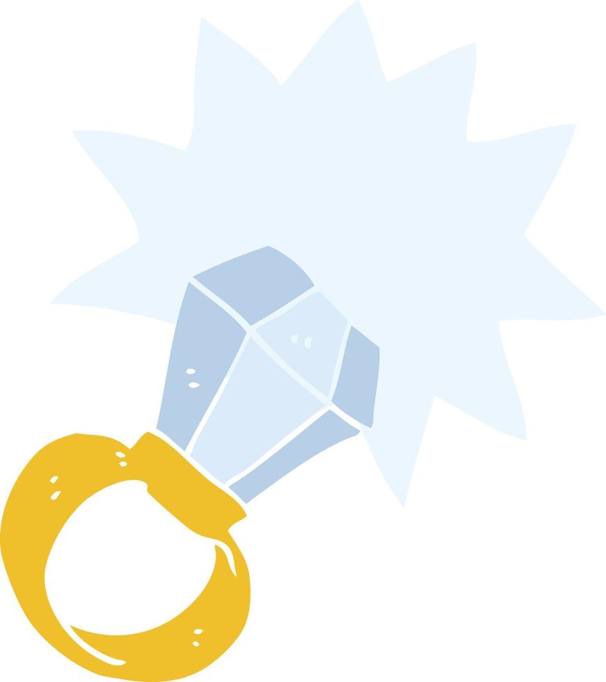 flat color illustration of a cartoon huge engagement ring vector