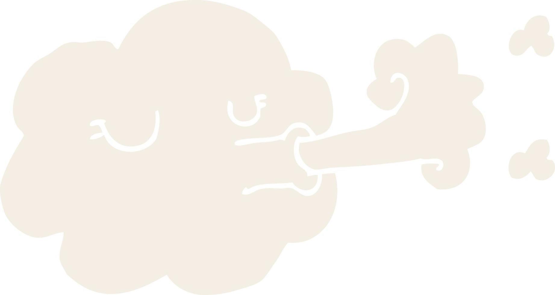 cartoon doodle cloud blowing a gale vector