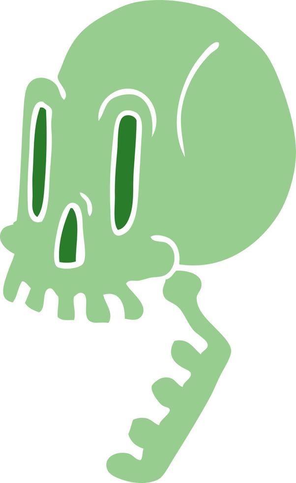 cartoon doodle green skull vector