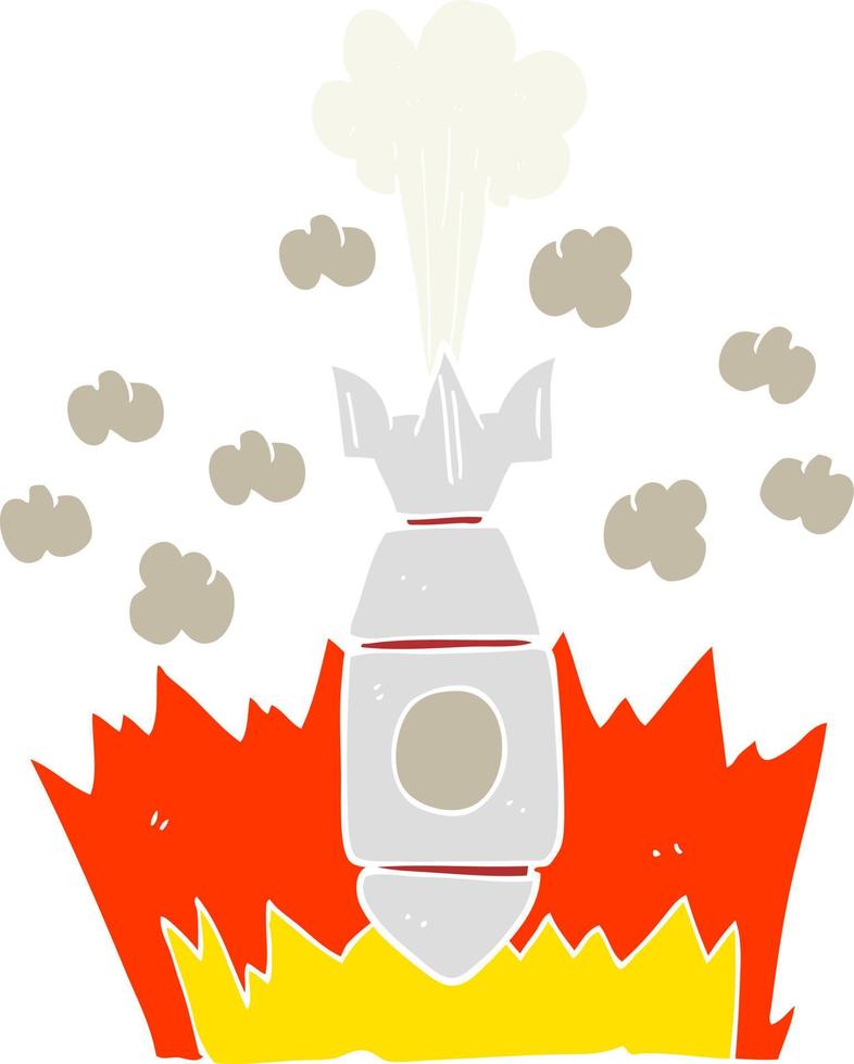 flat color illustration of a cartoon falling bomb vector
