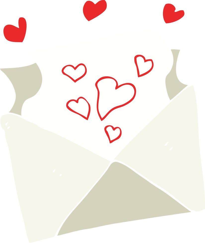 flat color illustration of a cartoon love letter vector