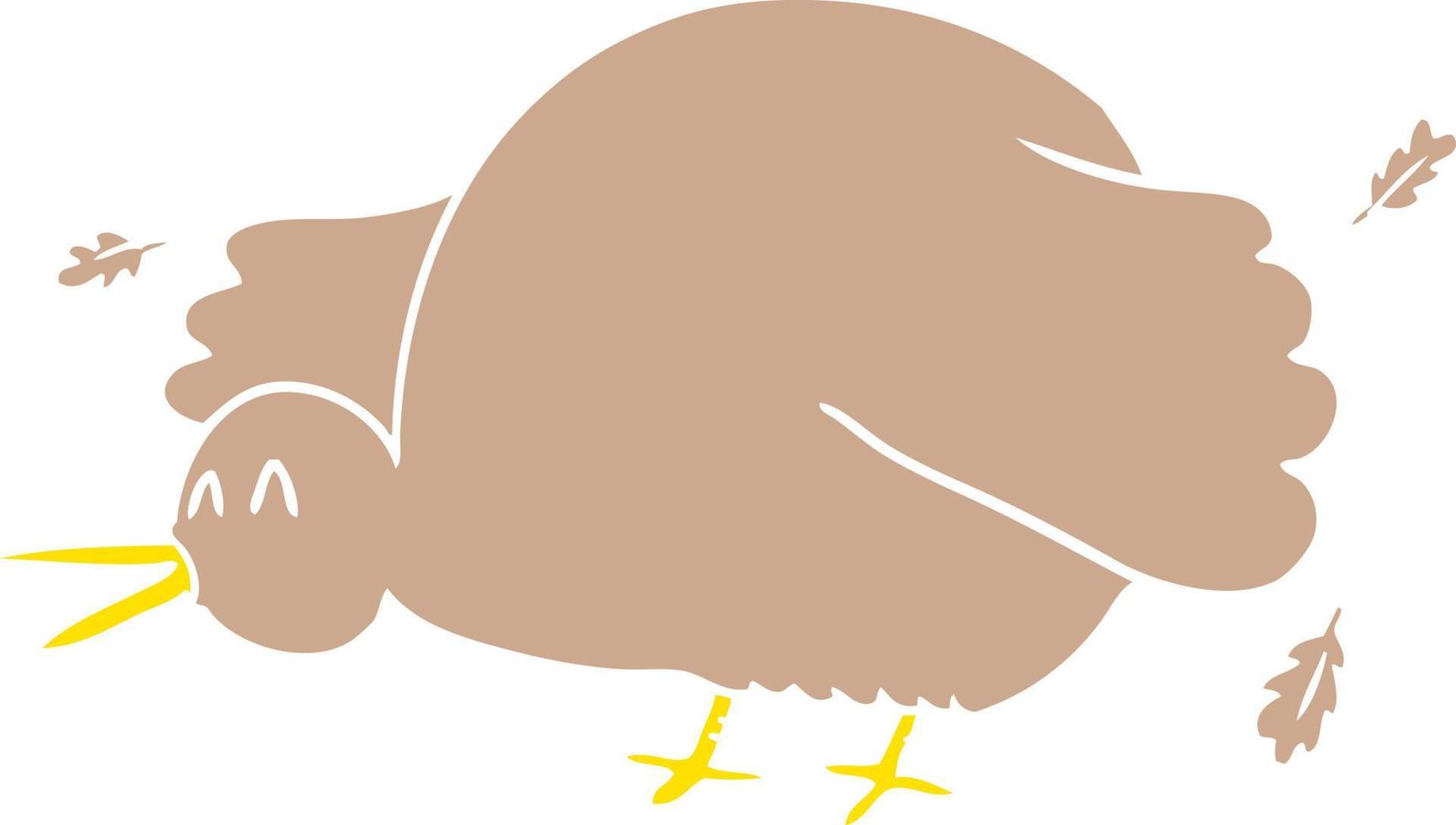 alas de ave kiwi de dibujos animados de estilo de color plano vector