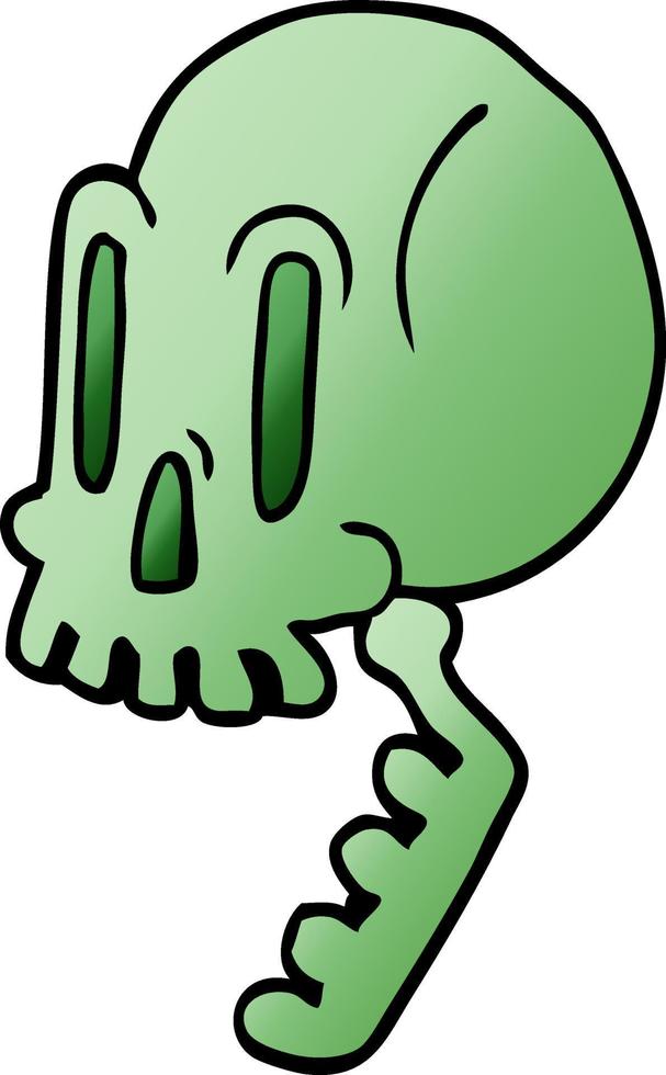 cartoon doodle green skull vector