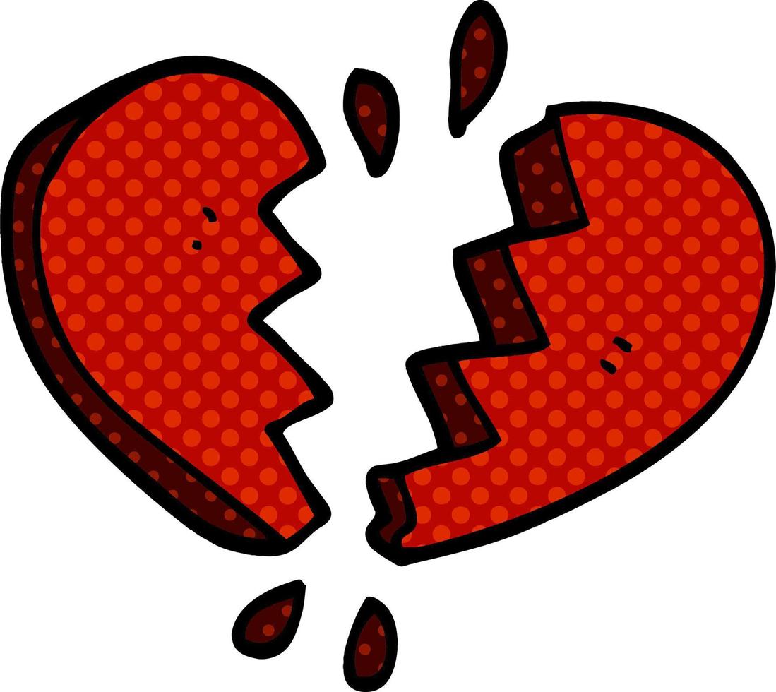 cartoon doodle broken heart vector