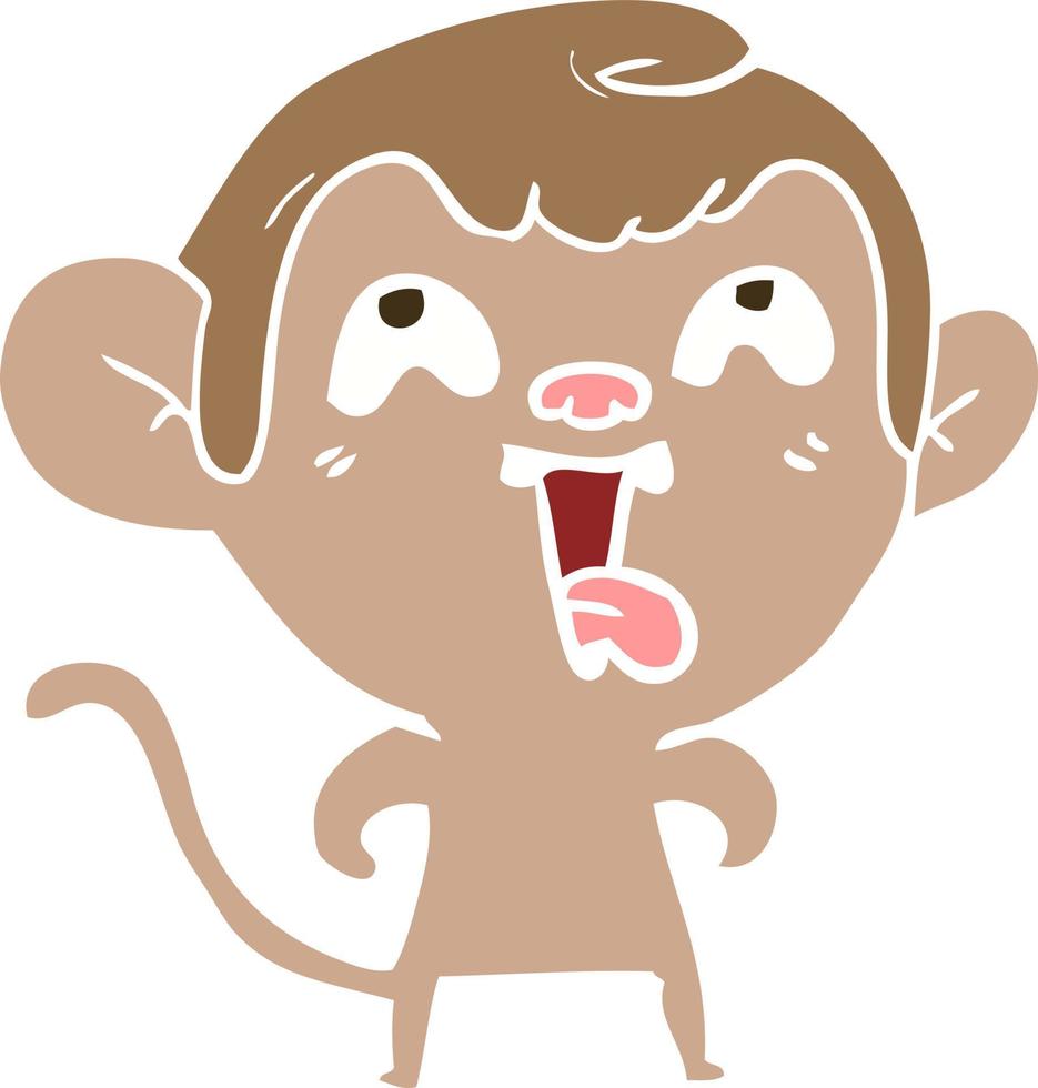 crazy flat color style cartoon monkey vector