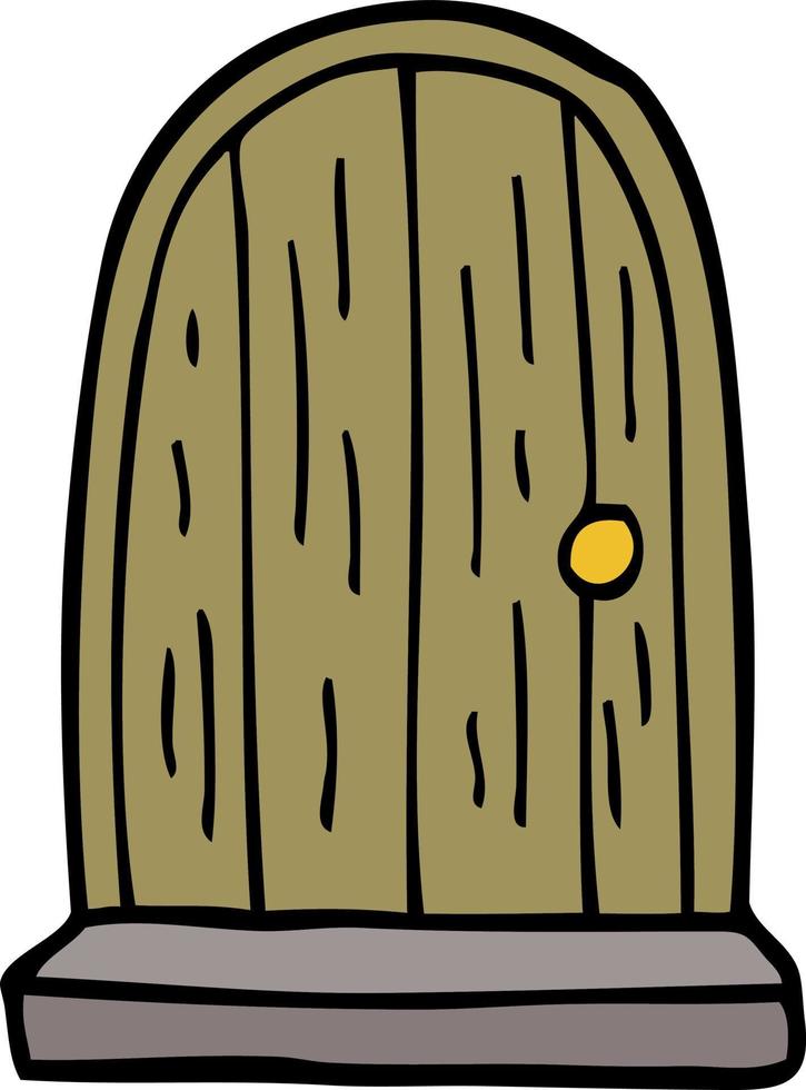 cartoon doodle old wood door vector