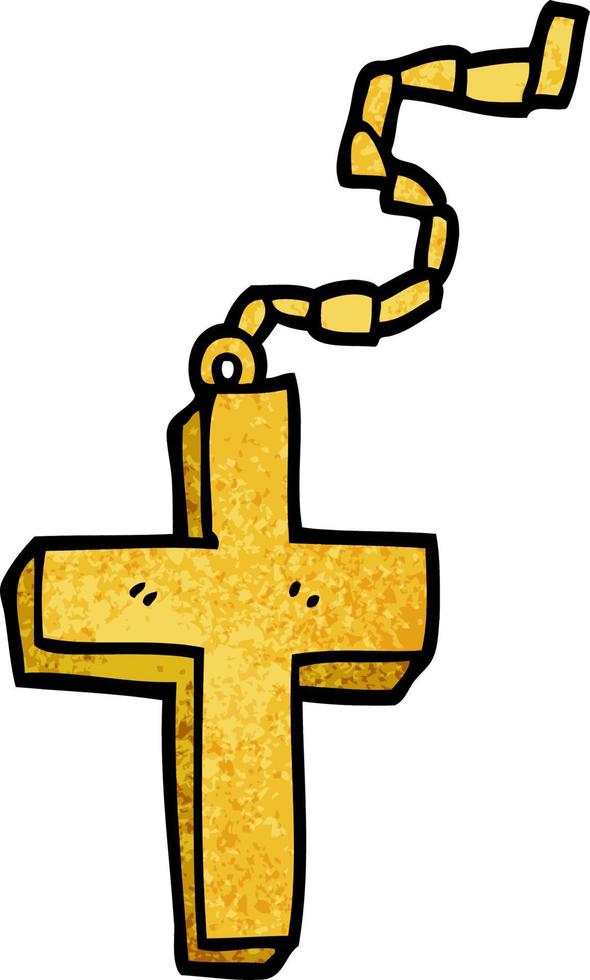 cartoon doodle gold crucifix vector