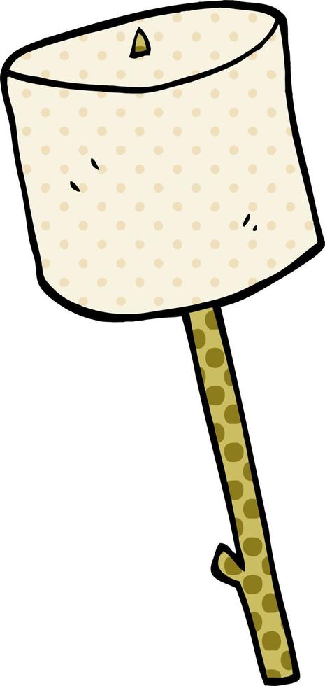 cartoon doodle marshmallow on stick vector