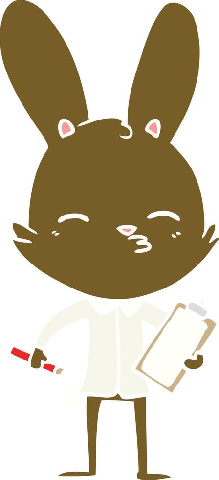 office bunny flat color style cartoon vector