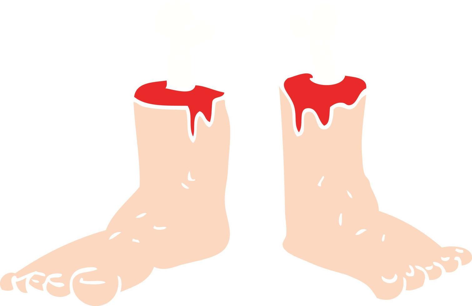 flat color illustration of a cartoon gross severed feet vector