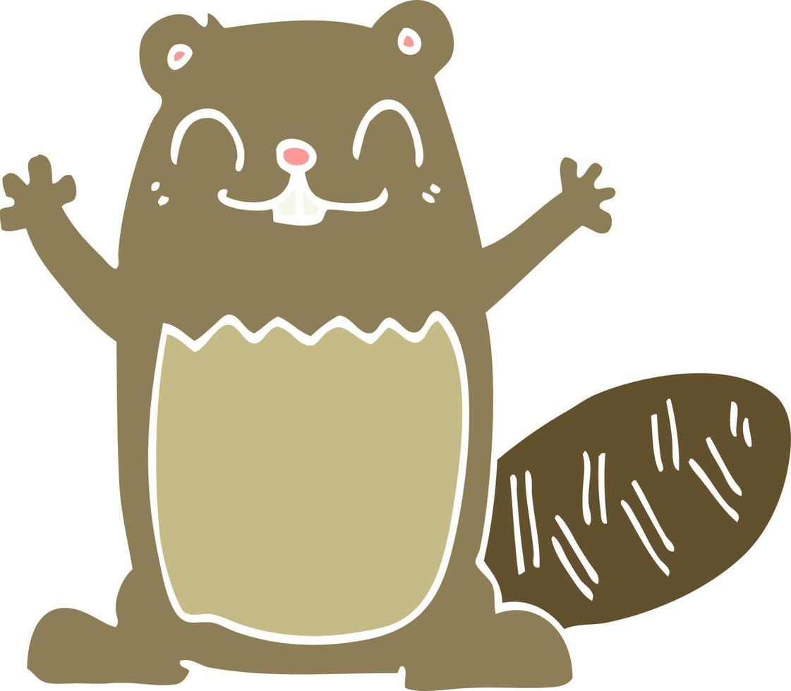 flat color style cartoon beaver vector