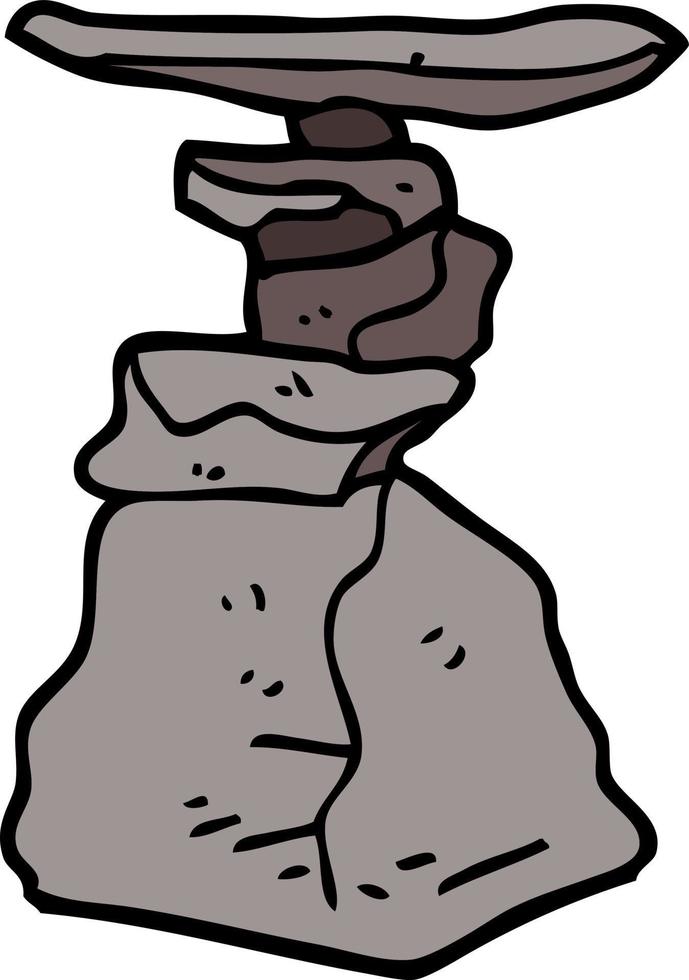 cartoon doodle stacked rocks vector