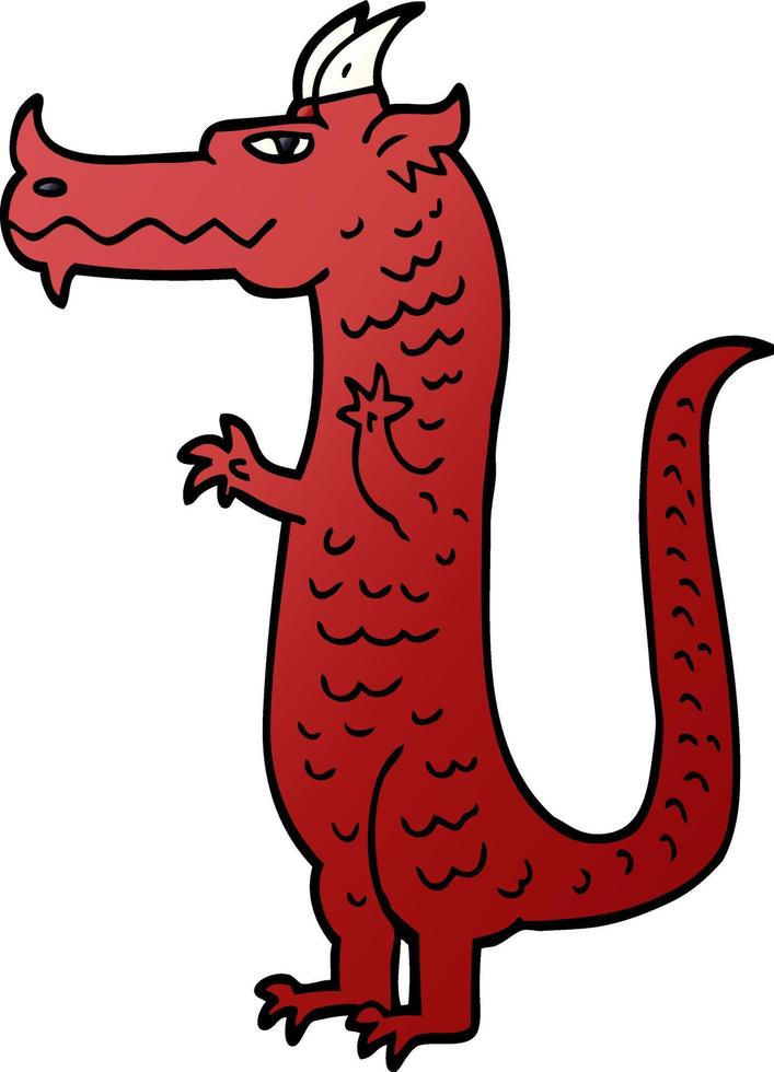 dragón de garabato de dibujos animados vector