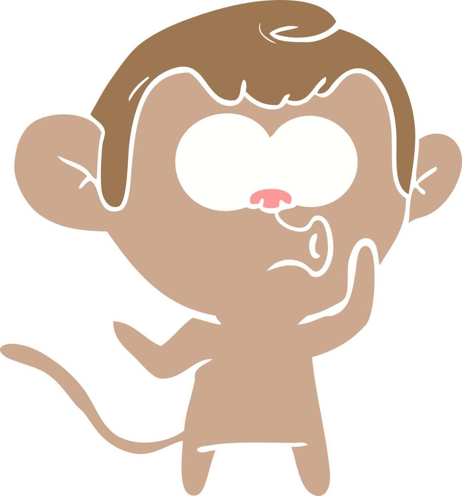 flat color style cartoon hooting monkey vector