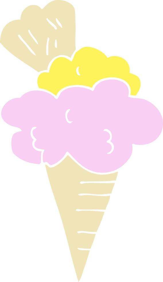ilustración de color plano de un helado de dibujos animados vector
