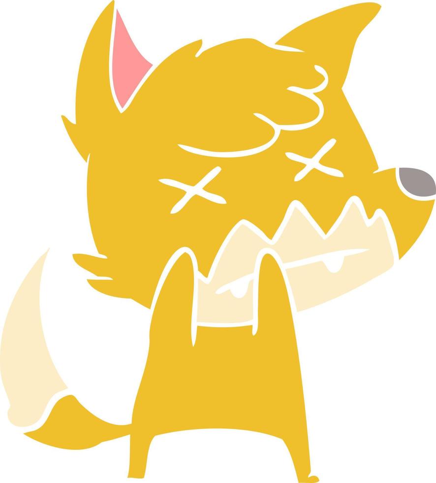 flat color style cartoon dead fox vector