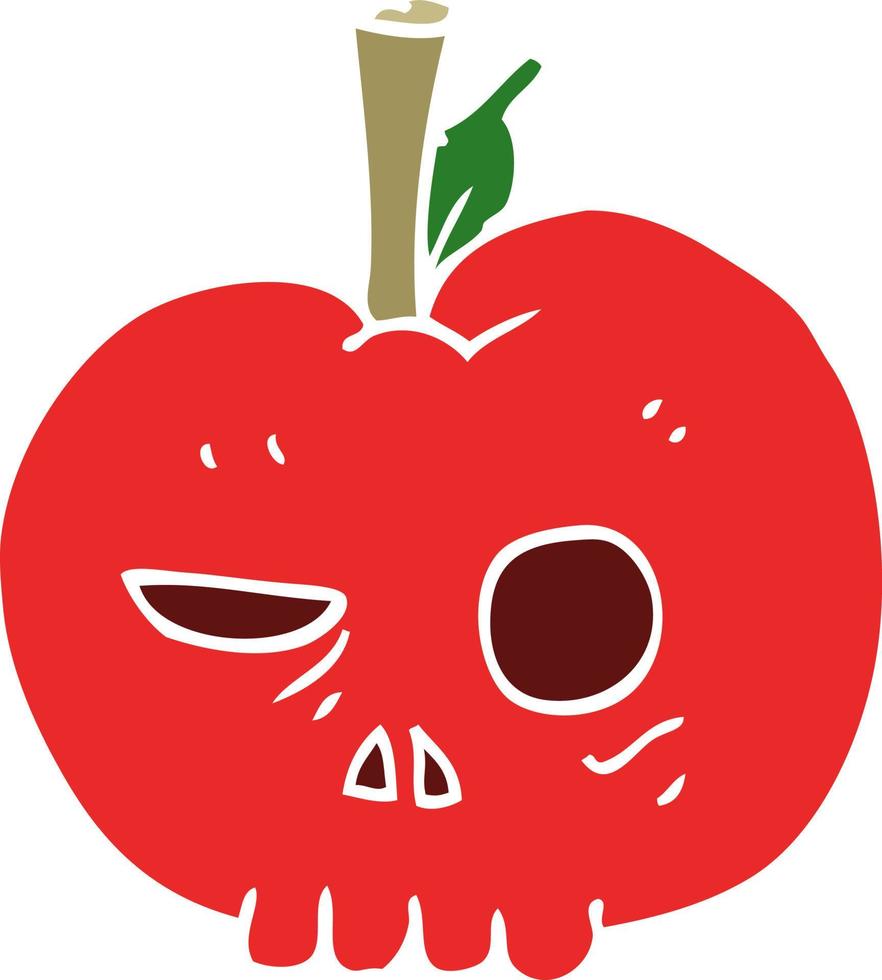flat color illustration of a cartoon poison apple vector