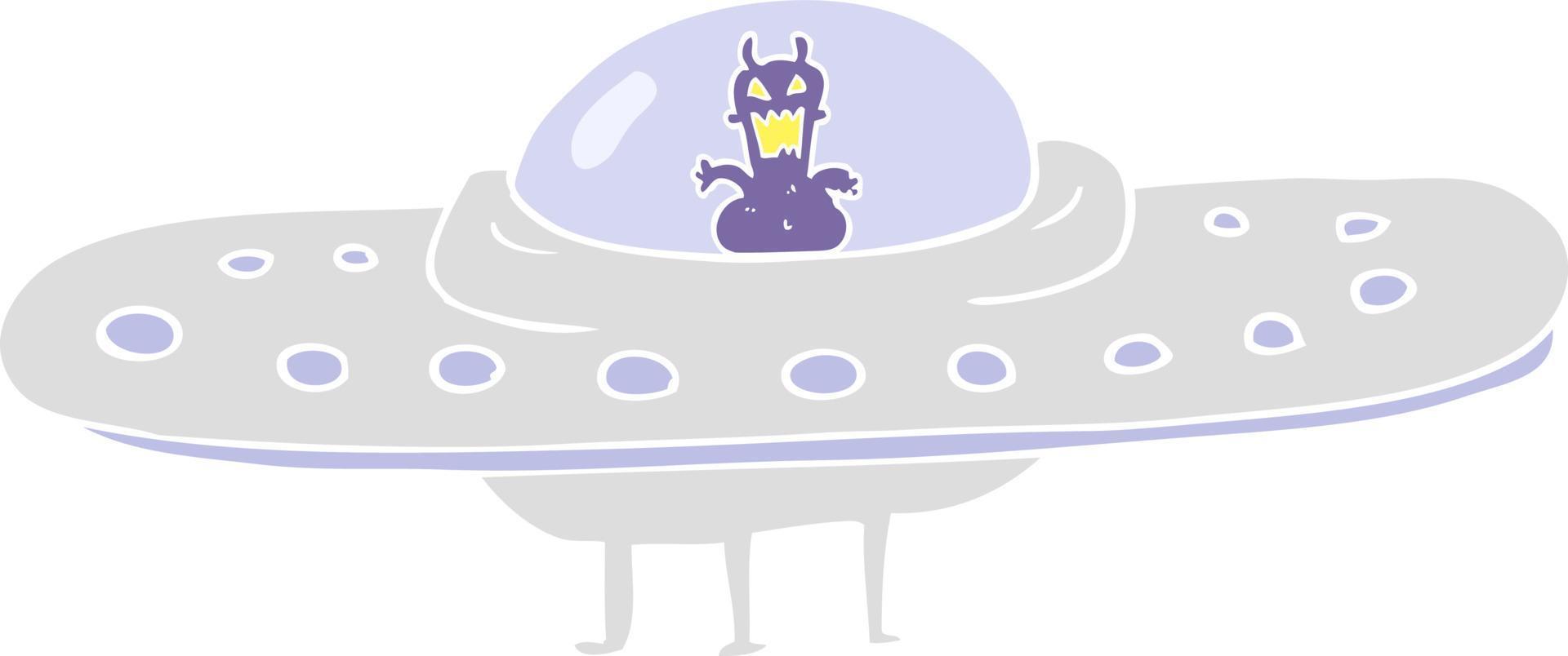 flat color illustration of a cartoon flying saucer vector