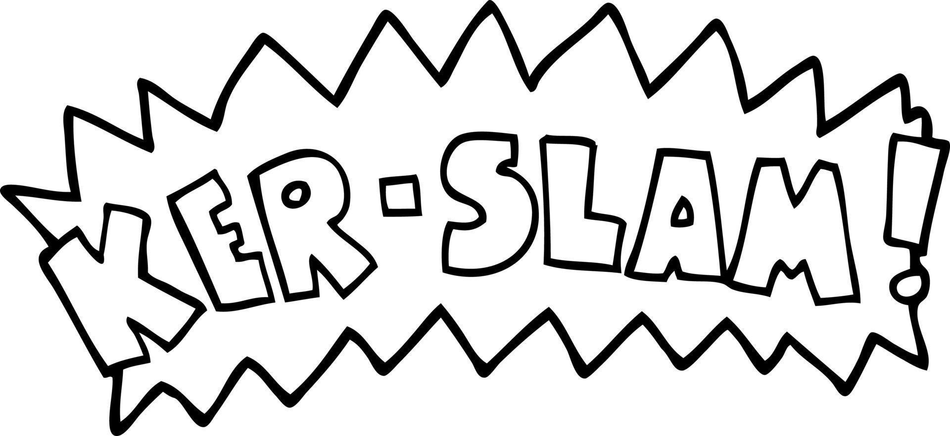 line drawing cartoon word ker-slam vector