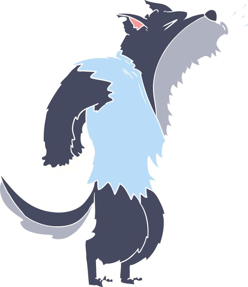 flat color style cartoon howling werewolf vector