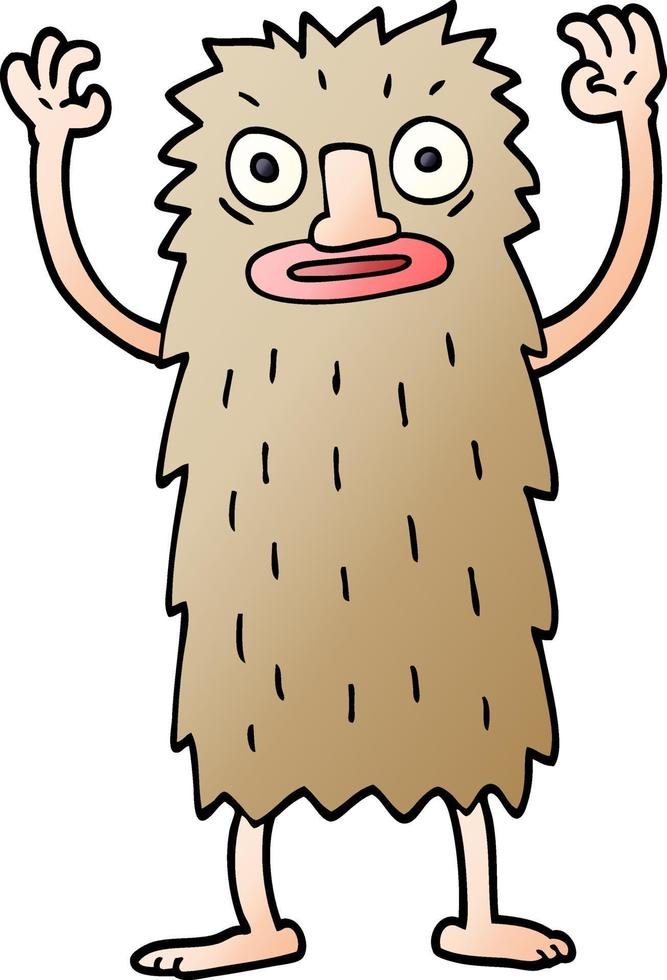 caricatura, garabato, bigfoot, criatura vector