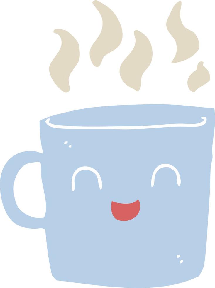 cute coffee cup flat color style cartoon vector