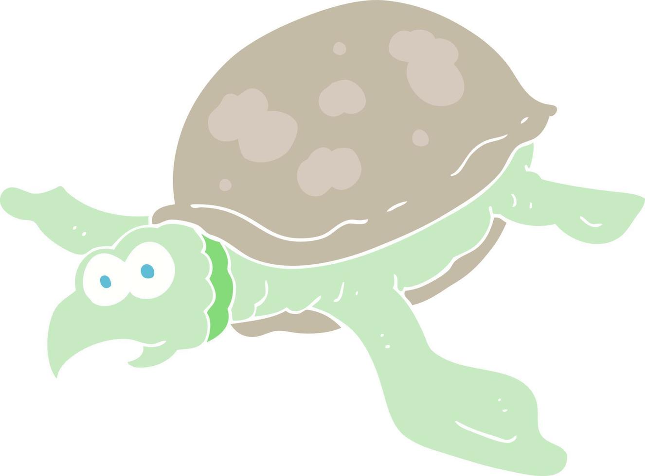 ilustración de color plano de una tortuga de dibujos animados vector
