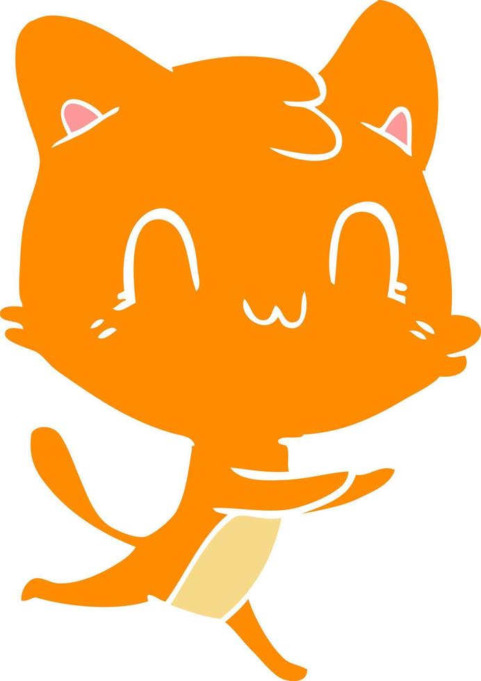 gato feliz de dibujos animados de estilo de color plano vector
